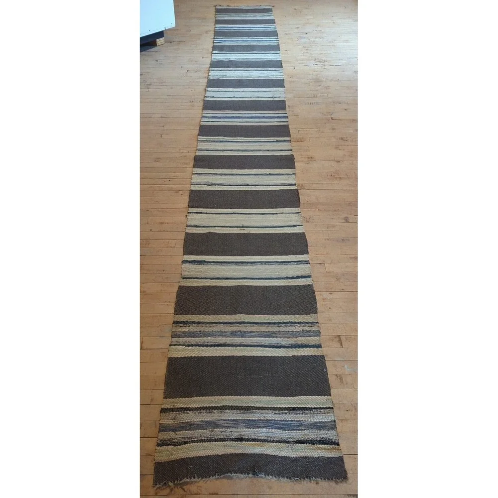 Antique Imported Swedish HandMade Rag Rug Runner (24 x 196 inches )